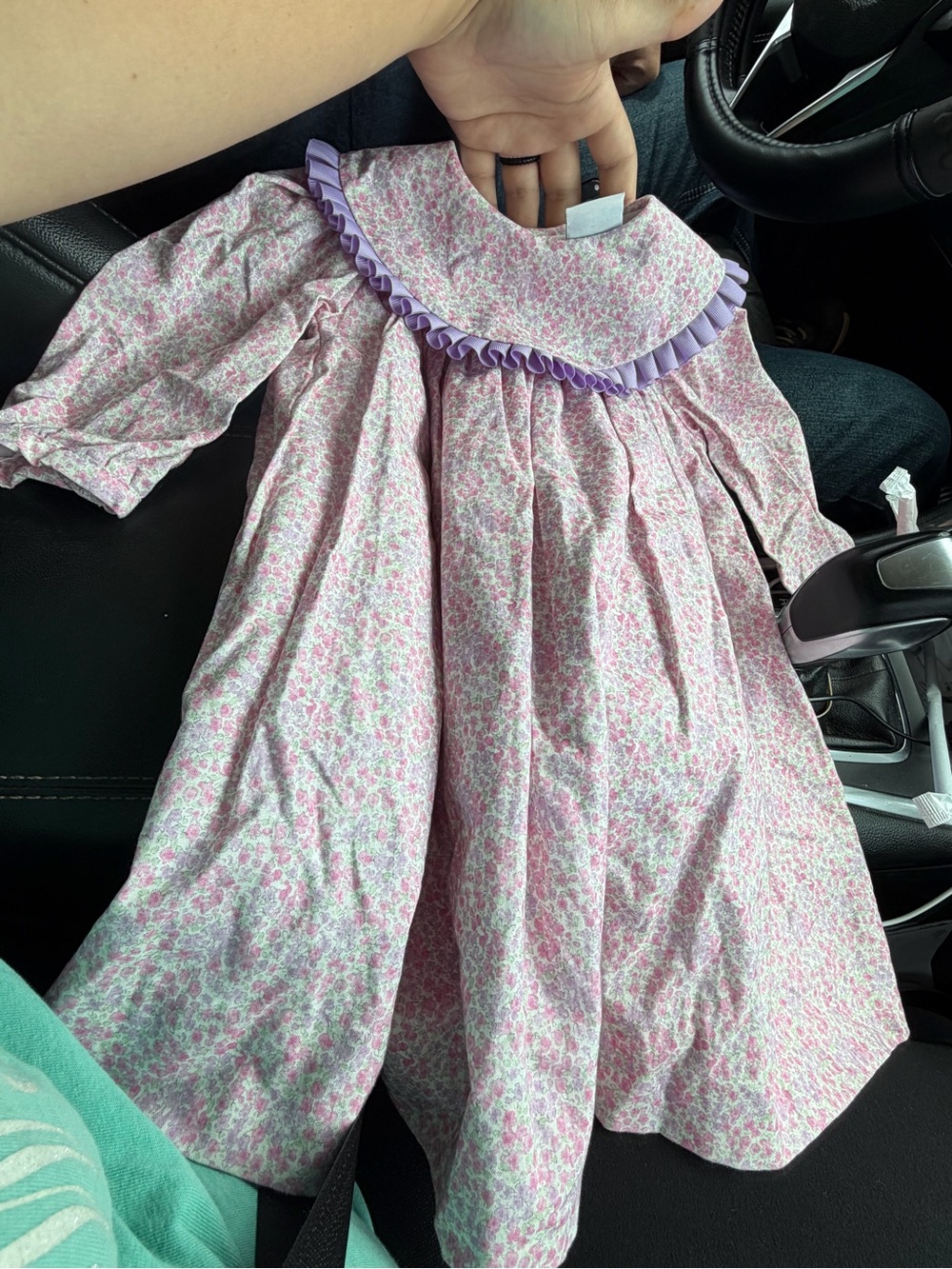 Girls Pink Floral Ruffle Collar dress
